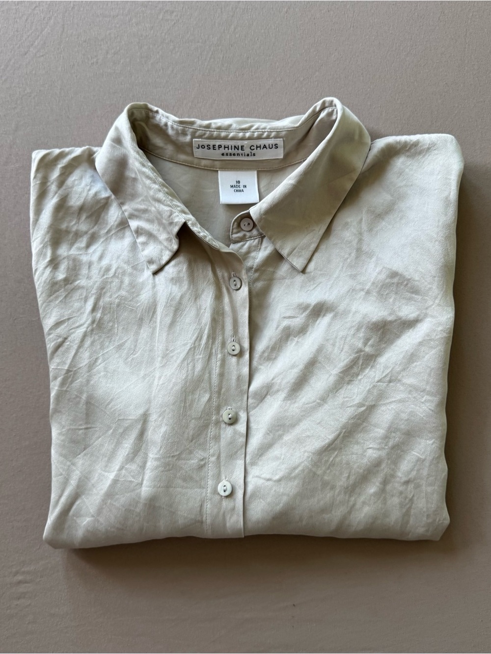 Vintage Josephine Chaus Silk 3/4 Sleeve Button Up Shirt